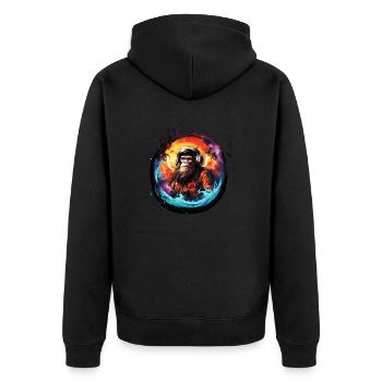 Astronaut Gorrilla - Affe aus dem Weltraumuniversum, - Unisex Premium Bio Zip Hoodie - Schwarz - Hinten - Nico (187cm)