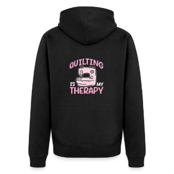 Quilting is my therapy Seamstress Sewing Quilter - Unisex Premium Organic Zip Hoodie - black - Back - Nico (187cm)