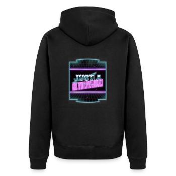 joke love books and cats art readers book children - Unisex Premium Bio Zip Hoodie - Schwarz - Hinten - Nico (187cm)
