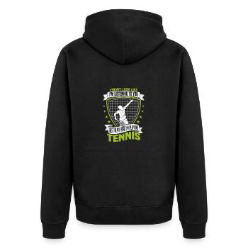 But in My Head I'm Playing Tennis Player Racket - Unisex Premium Organic Zip Hoodie - black - Back - Nico (187cm)