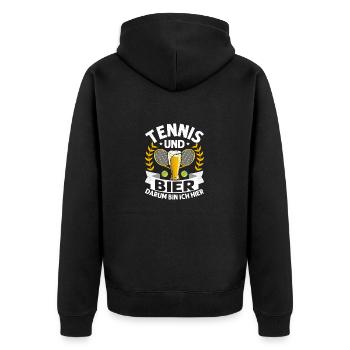 Tennis und Bier darum bin ich hier Spieler Club Ve - Unisex Premium Bio Zip Hoodie - Schwarz - Hinten - Nico (187cm)