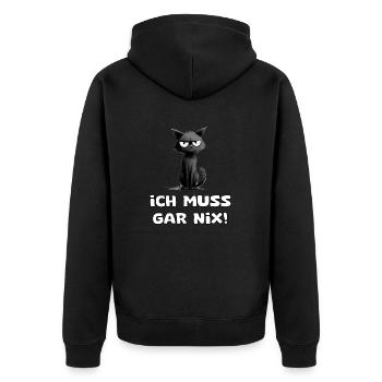 Lustige katze mit Sarkastischem Spruch - Unisex Premium Bio Zip Hoodie - Schwarz - Hinten - Nico (187cm)