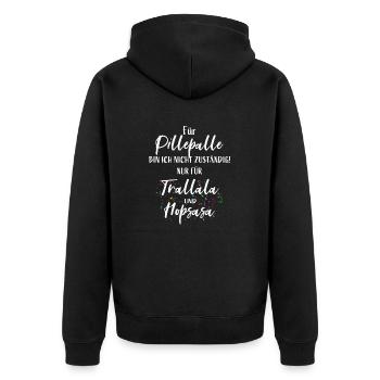 Für Pillepalle bin ich nicht zuständig! - Unisex Premium Bio Zip Hoodie - Schwarz - Hinten - Nico (187cm)