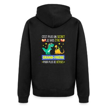 JE VAIS ÊTRE GRAND FRÈRE DINOSAURE - Veste à capuche bio Premium Unisexe - noir - Dos - Nico (187cm)