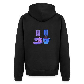 Nähmaschine Kaffee Lustig Nähen Quilten Näherin - Unisex Premium Bio Zip Hoodie - Schwarz - Hinten - Nico (187cm)