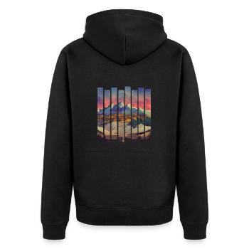 Mountains, mountain hikers, hiking, mountain hiking, hiking - Unisex Premium Organic Zip Hoodie - black - Back - Nico (187cm)