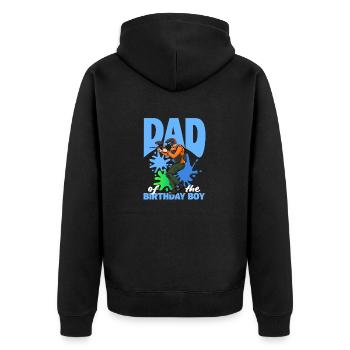 Vater des Geburtstagskindes Paintball Sport - Unisex Premium Bio Zip Hoodie - Schwarz - Hinten - Nico (187cm)