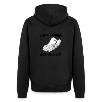 Forget Candy Give Me A Cat Halloween - Unisex Premium Organic Zip Hoodie - black - Back - Nico (187cm)