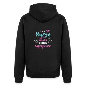 I'm a nurse - Unisex Premium Organic Zip Hoodie - black - Back - Nico (187cm)