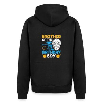 Brother of the birthday boy Funny paintball - Unisex Premium Organic Zip Hoodie - black - Back - Nico (187cm)