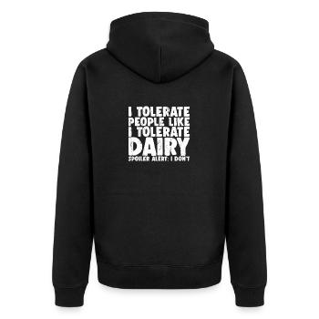Drôle d’intolérant au lactose Je tolère les gens Fromage - Veste à capuche bio Premium Unisexe - noir - Dos - Nico (187cm)