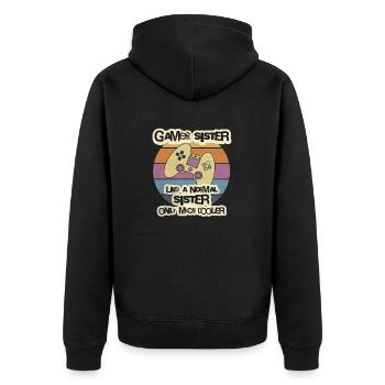 Gamer Sister T-Shirt, Gamer Shirt, Gamer Gift, Bro - Unisex Premium Organic Zip Hoodie - black - Back - Nico (187cm)
