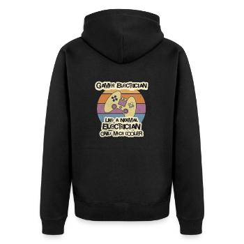 T-shirt électricien gamer, ingénieur électricien Gif - Veste à capuche bio Premium Unisexe - noir - Dos - Nico (187cm)