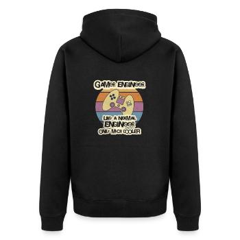 Gamer Engineer T-Shirt, Game Developer Shirt, Prog - Unisex Premium Bio Zip Hoodie - Schwarz - Hinten - Nico (187cm)