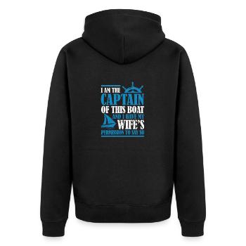 I am the captain of this boat sailboat sailboat sail - Unisex Premium Organic Zip Hoodie - black - Back - Nico (187cm)