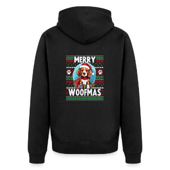 Dog Lover Christmas - Lustiger hässlicher Weihnachtspullover - Unisex Premium Bio Zip Hoodie - Schwarz - Hinten - Nico (187cm)