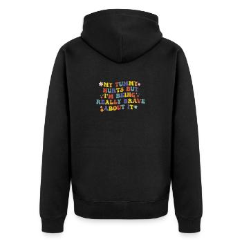 Mein Bauch tut weh Lustig Laktose Intolerant Milchfrei - Unisex Premium Bio Zip Hoodie - Schwarz - Hinten - Nico (187cm)