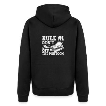 Rule number 1: do not fall off the pontoon boat - Unisex Premium Organic Zip Hoodie - black - Back - Nico (187cm)