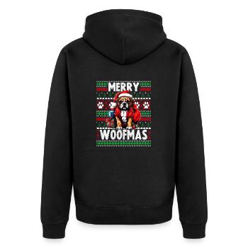 Top de pyjama familial assorti - Chien de Noël moche Bo - Veste à capuche bio Premium Unisexe - noir - Dos - Nico (187cm)
