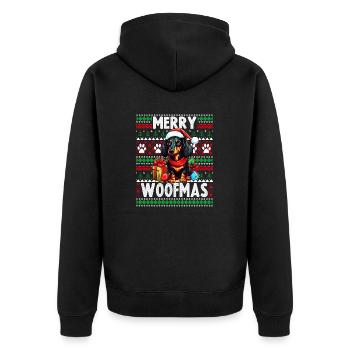 Dackel Hund Lustige Weihnachten Hässlicher Pullover - Unisex Premium Bio Zip Hoodie - Schwarz - Hinten - Nico (187cm)