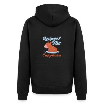 Respect The Capybara Capibara Owner Rodent - Unisex Premium Bio Zip Hoodie - Schwarz - Hinten - Nico (187cm)