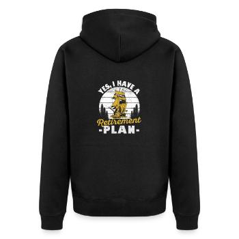 Ja, ich habe einen Ruhestandsplan Lustiger Segler - Unisex Premium Bio Zip Hoodie - Schwarz - Hinten - Nico (187cm)