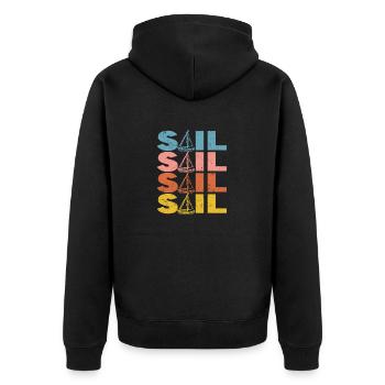 Segel Retro Vintage Segeln Silhouette Segler Boot - Unisex Premium Bio Zip Hoodie - Schwarz - Hinten - Nico (187cm)
