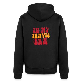 Retro Groovy In My Travis Era - Unisex Premium Organic Zip Hoodie - black - Back - Nico (187cm)