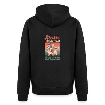 Sloth Hiking Team Funny Walker Sloths - Unisex Premium Organic Zip Hoodie - black - Back - Nico (187cm)