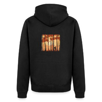 Wandern Outdoor Liebhaber Backpacking Camping - Unisex Premium Bio Zip Hoodie - Schwarz - Hinten - Nico (187cm)