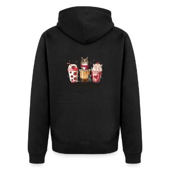 Cute little Coffee and my NorwegianForest Cat Coff - Unisex Premium Organic Zip Hoodie - black - Back - Nico (187cm)