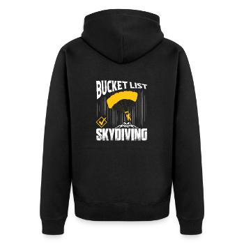 Bucket List: Skydiving Skydiver Parachute - Unisex Premium Bio Zip Hoodie - Schwarz - Hinten - Nico (187cm)