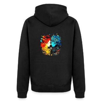 Aimez votre symbole du zodiaque Gémeaux hommes et femmes - Veste à capuche bio Premium Unisexe - noir - Dos - Nico (187cm)