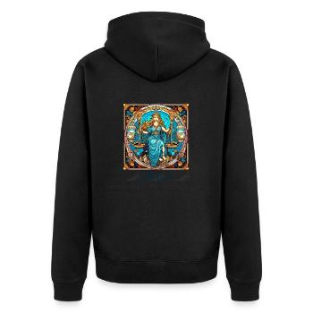Waage-Designgrafiken für Männer und Frauen - Unisex Premium Bio Zip Hoodie - Schwarz - Hinten - Nico (187cm)