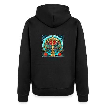 Seien Sie stolz auf Ihre einzigartigen Eigenschaften Tierkreis Waage - Unisex Premium Bio Zip Hoodie - Schwarz - Hinten - Nico (187cm)
