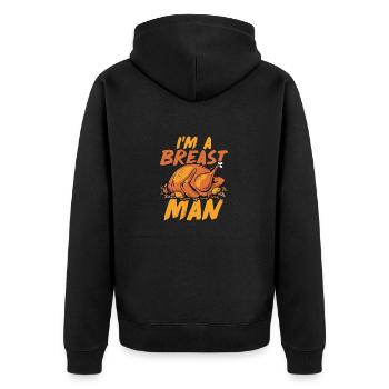 I'm A Breast Man Turkey Thanksgiving - Unisex Premium Organic Zip Hoodie - black - Back - Nico (187cm)