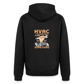 Technicien CVC Je suis ici Installateur AC Tech - Veste à capuche bio Premium Unisexe - noir - Dos - Nico (187cm)