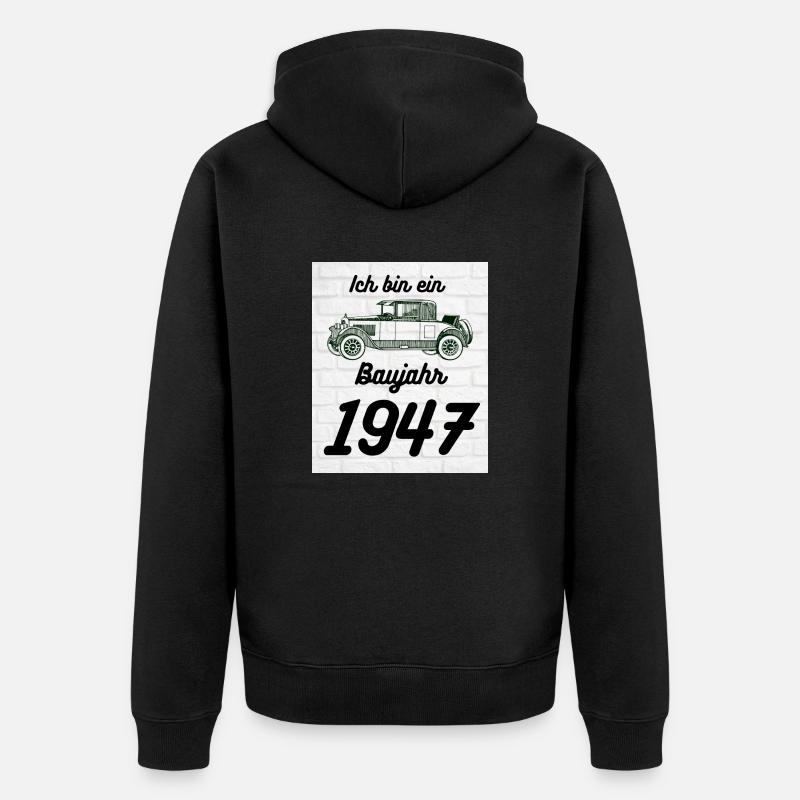 Oldtimer 1947 - Unisex Premium Bio Zip Hoodie - Schwarz