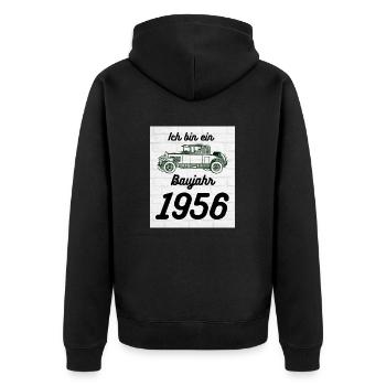 Oldtimer 1956 - Unisex Premium Bio Zip Hoodie - Schwarz - Hinten - Nico (187cm)
