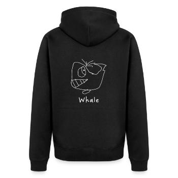 Whale - Unisex Premium Organic Zip Hoodie - black - Back - Nico (187cm)