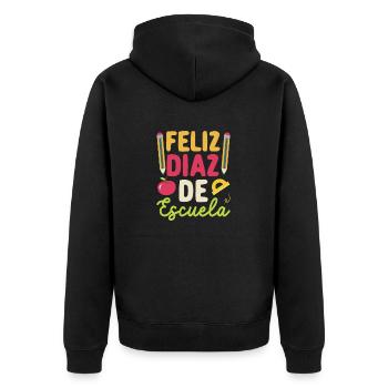 Feliz 100 Dias De Escuela Spanisch Happy 100th Day - Unisex Premium Bio Zip Hoodie - Schwarz - Hinten - Nico (187cm)