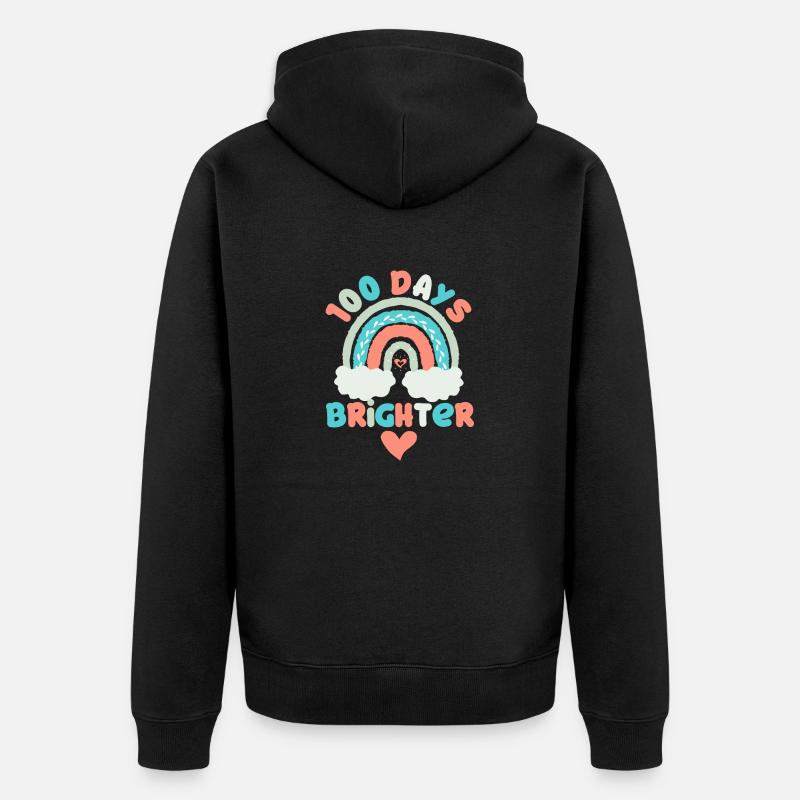 100 Days Brighter Teacher Student - Unisex Premium Bio Zip Hoodie - Schwarz
