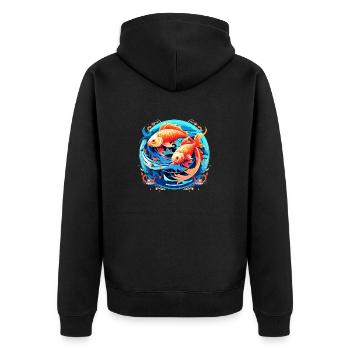 Nimm deine Fische-Identität an: Fische-Sternzeichen - Unisex Premium Bio Zip Hoodie - Schwarz - Hinten - Nico (187cm)