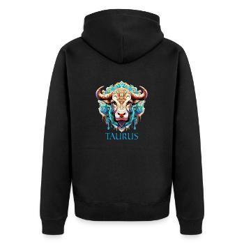 Cooles Sternzeichen Stier Design für Frauen und Männer - Unisex Premium Bio Zip Hoodie - Schwarz - Hinten - Nico (187cm)