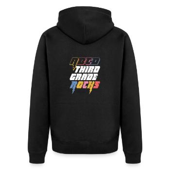 ABCD Dritte Klasse rockt zurück in der 3. Klasse - Unisex Premium Bio Zip Hoodie - Schwarz - Hinten - Nico (187cm)