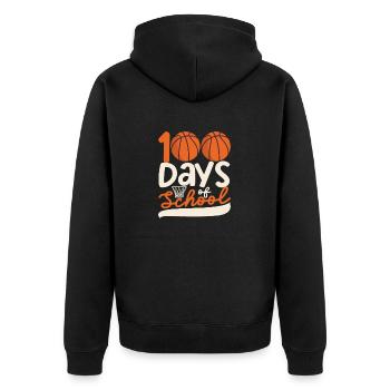 100th Day of School Basketball Player Coach Fan Teaching - Unisex Premium Organic Zip Hoodie - black - Back - Nico (187cm)