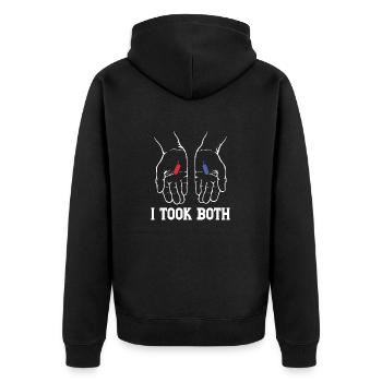 I TOOK BOTH - Unisex Premium Bio Zip Hoodie - Schwarz - Hinten - Nico (187cm)