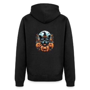 Halloween french bulldog with witch hat - Unisex Premium Organic Zip Hoodie - black - Back - Nico (187cm)