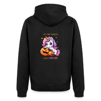 Licorne d’Halloween, j’ai une licorne - Veste à capuche bio Premium Unisexe - noir - Dos - Nico (187cm)