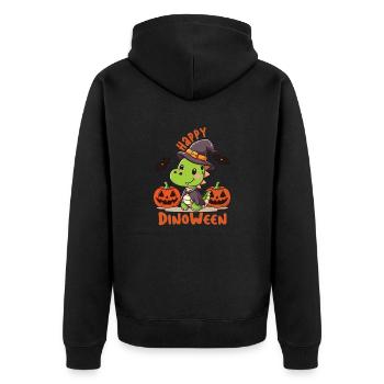 Halloween dinosaur, happy dinoween - Unisex Premium Organic Zip Hoodie - black - Back - Nico (187cm)